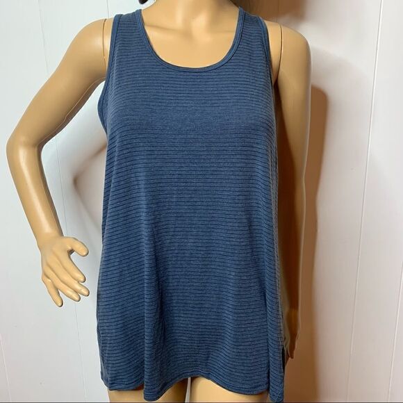 Athleta Tank Top Essence Texture Tie Back Small Navy Blue Sleeveless Shirt Yoga - Picture 1 of 6